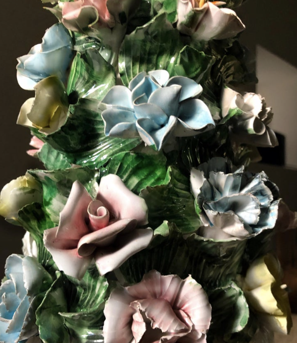 Midcentury Italian Modern Capodimonte Porcelain Topiary Floral